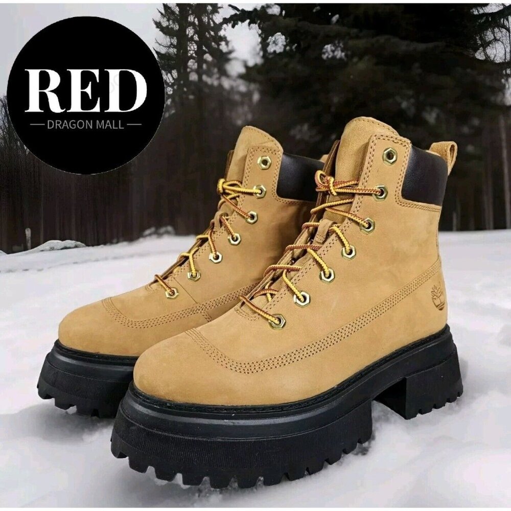 Timberland Sky 6" Lace Boots Black Wheat - A2KMU231 - Women's Size 8.5